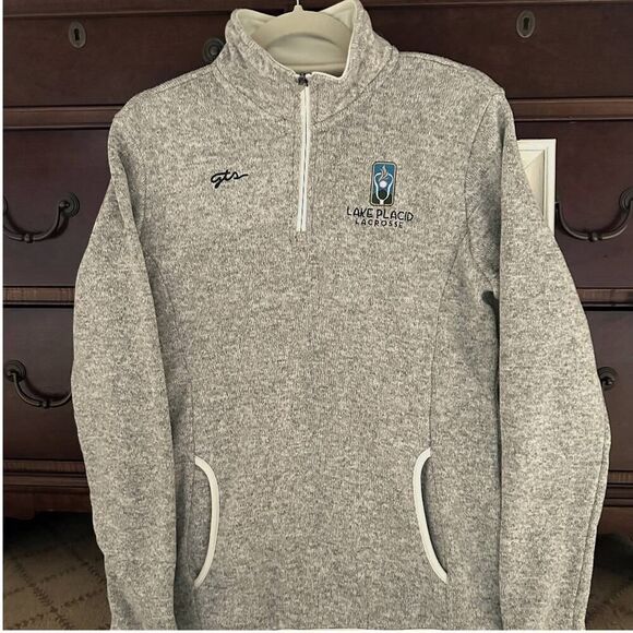 GTS Heather gray sweater fleece pullover 1/4 zip with kangaroo front pocket M - Picture 1 of 14